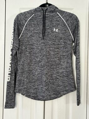 Under Armour Heathered Black & White Women's Hooded Performance Top